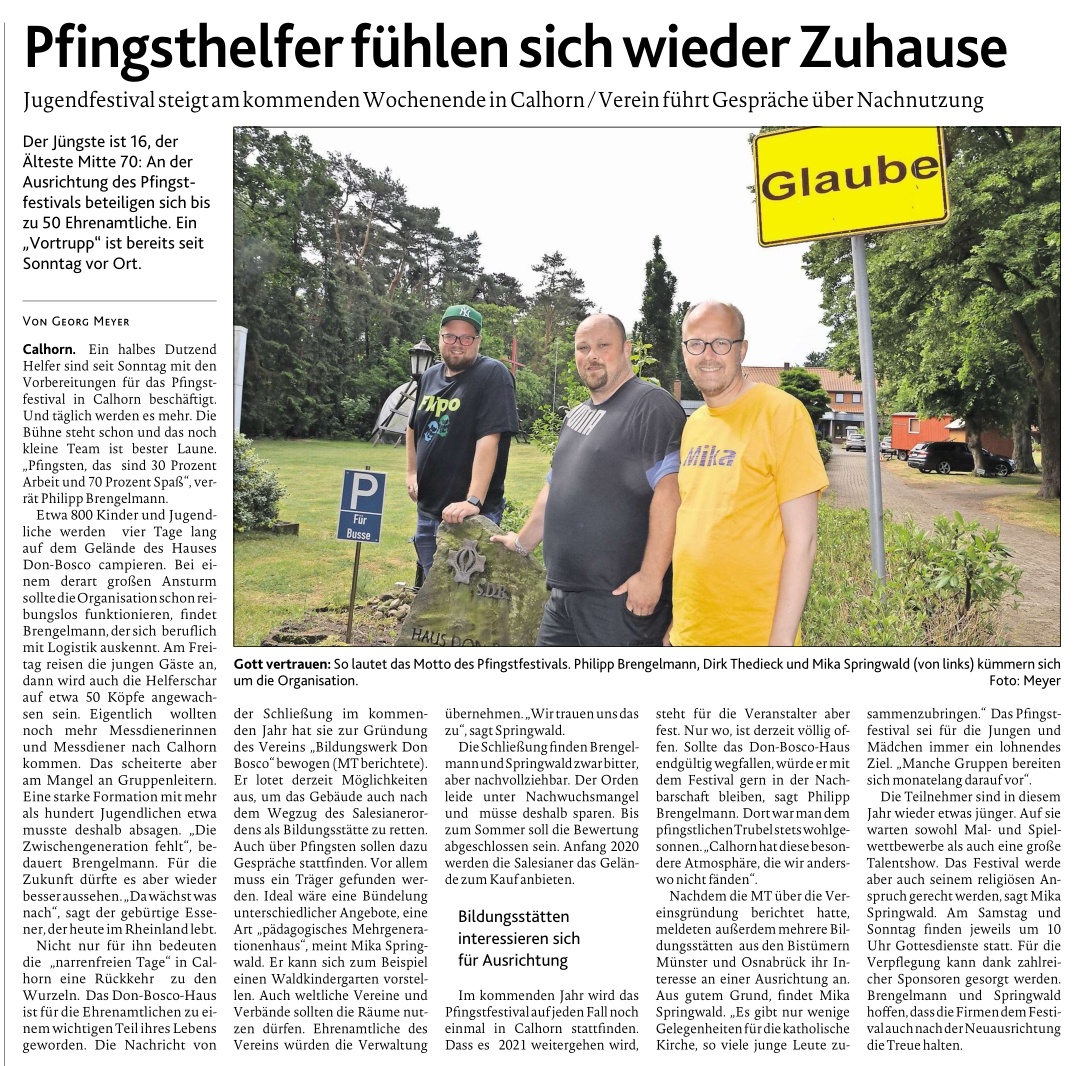 Zeitungsartikel der MT